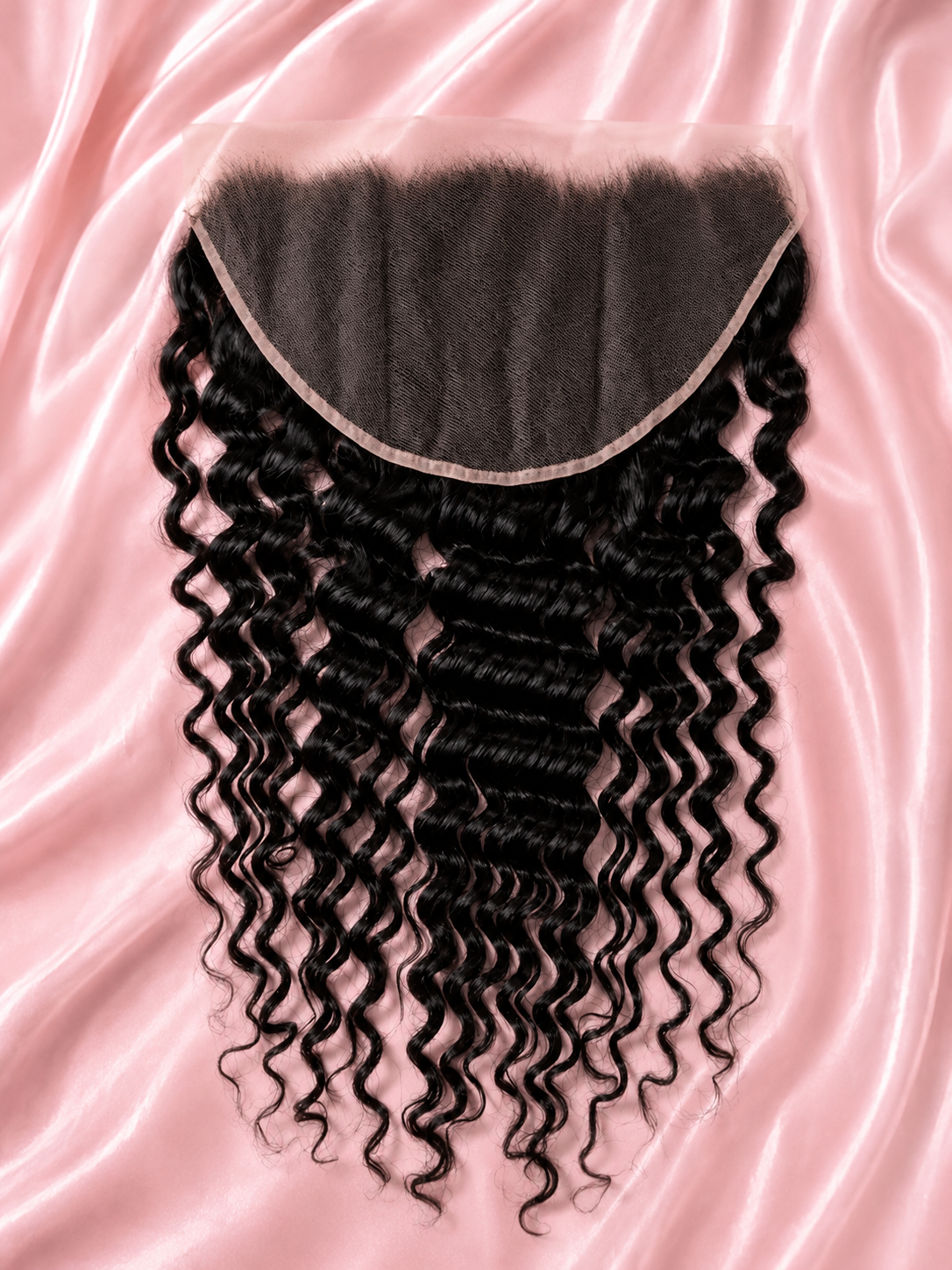 Macro detail of an ultra-thin HD lace frontal with a pre-plucked, natural hairline